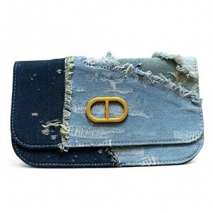 Chic Denim Patchwork Clutch